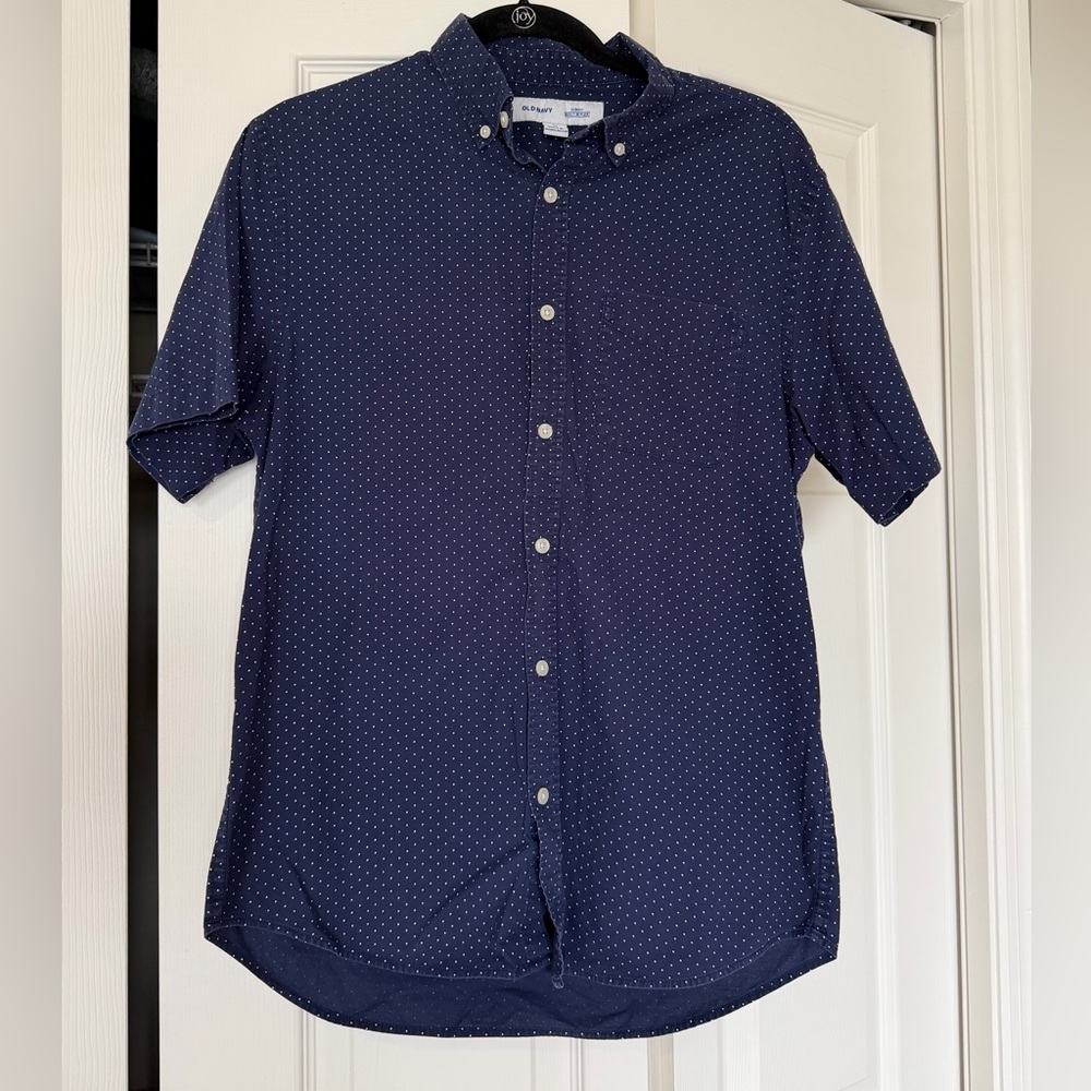 Old Navy Dark Blue Polka Dot Button-Down Shirt